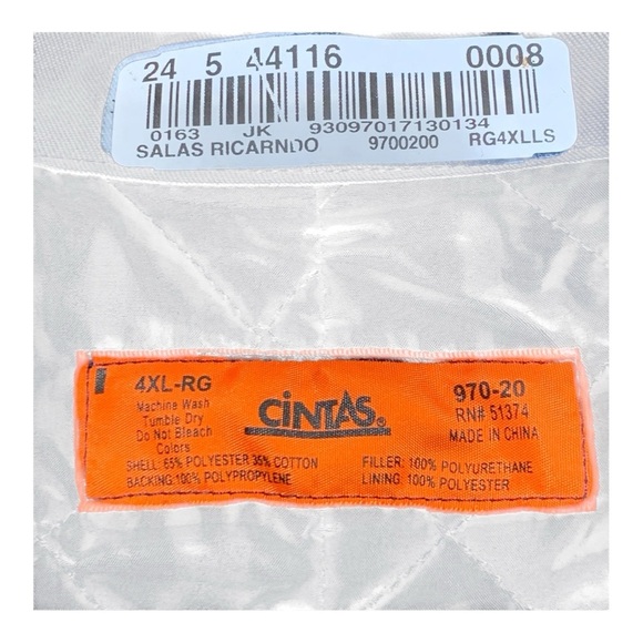 Men’s Big & Tall Industrial Streetwear Cintas Brand Jacket Sz 4XL - Picture 4 of 4